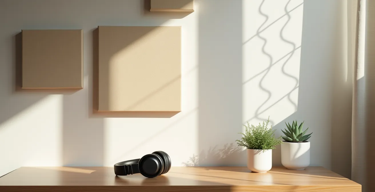 Professional workspace showcasing acoustic design elements and sound management