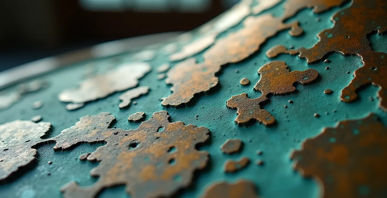 Extreme close-up of bronze sculpture surface showing rich patina and textural details